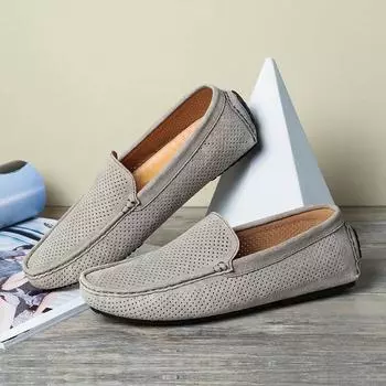 Мужские дышащие мокасины из натуральной кожи, повседневные дизайнерские мокасины без застежек, итальянские мужские туфли для вождения Mocassini Estivi Uomo 38 синий