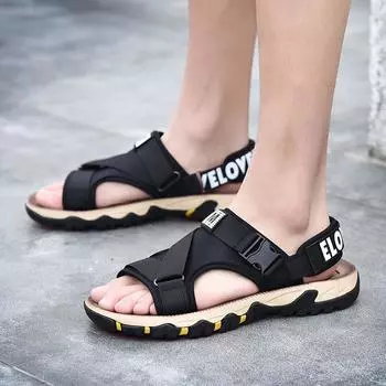 Мужские дышащие нескользящие летние повседневные сандалии для пляжа, путешествий и спорта 44 чёрный