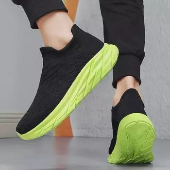 Мужские дышащие носки на толстой подошве Jinjiang — легкая, удобная, повседневная обувь больших размеров на все времена года. 46 зелёный/чёрный