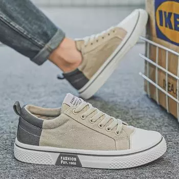 Мужские дышащие парусиновые туфли без застежек - повседневный весенний стиль 44 чёрный