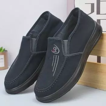 Мужские дышащие парусиновые туфли без застежек, удобная мягкая подошва, идеально подходят для весны и осени 43 синий/глубокий