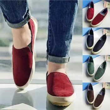 Мужские дышащие парусиновые туфли Ramidos на плоской подошве, нескользящая повседневная модная легкая обувь 45 красный