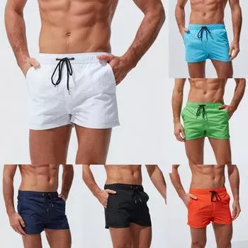 Мужские дышащие плавки больших размеров, однотонные купальники, пляжные шорты, тонкая одежда XS чёрный