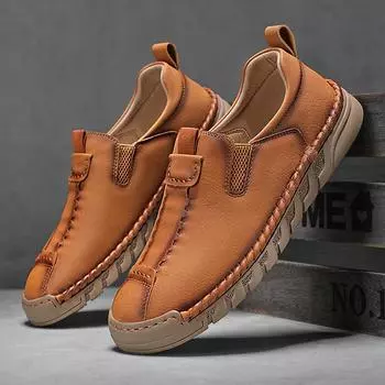 Мужские дышащие повседневные кожаные туфли-слипоны, удобные мокасины без застежек, мягкие пенни-лоферы для мужчин, легкие туфли для вождения, мужские 38