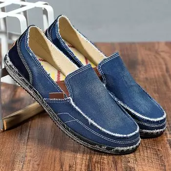 Мужские дышащие повседневные парусиновые туфли-слайды, удобные лоферы без застежек, мягкие пенни-лоферы для мужчин, легкие туфли для вождения 39 серый
