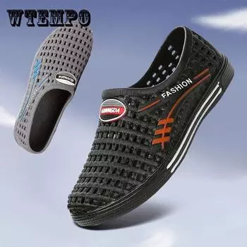 Мужские дышащие сандалии на мягкой подошве, обувь с дырочками, рабочая спортивная обувь с прочным дезодорантом, пляжная обувь, сандалии и тапочки, летние полые сандалии 40 чёрный