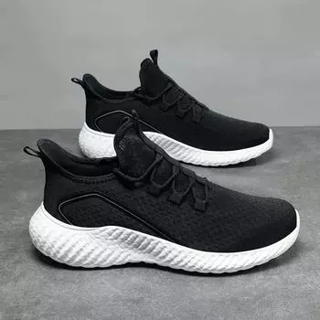 Мужские дышащие сетчатые кроссовки для бега, легкие, для ходьбы, противоскользящие, для тенниса, классического стиля, черные, модные, спортивные туфли для мужчин 39 чёрный