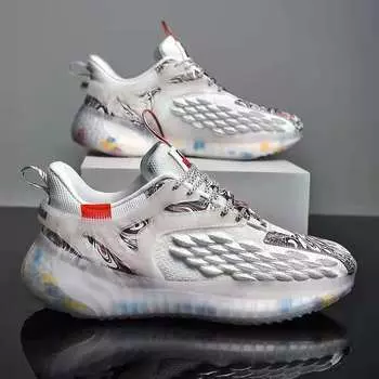 Мужские дышащие трикотажные кроссовки для бега. Кроссовки на платформе, увеличивающие высоту голенища. Мужские туфли на шнуровке, легкие. 39