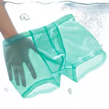 Мужские дышащие трусы-боксеры Ice Silk с низкой талией — ультратонкие, двухслойные, прозрачные, удобные шорты M
