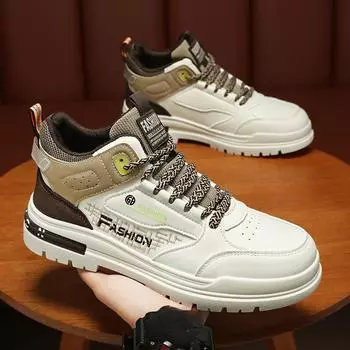 Мужские дышащие высокие ботинки, мужские универсальные туфли на толстой подошве для спорта и отдыха на доске 39 чёрный