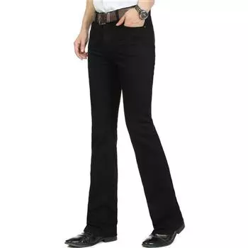 Мужские джинсовые брюки Bootcut 70-х годов Ковбойские клеш в стиле вестерн, расклешенные джинсы, повседневные брюки больших размеров 26 светло-синий