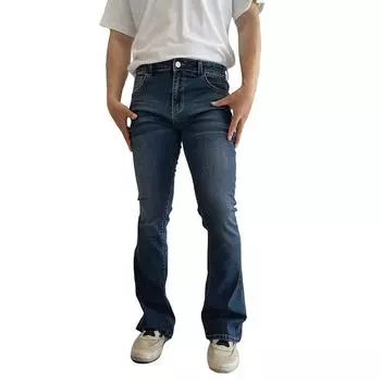 Мужские джинсовые брюки-клеш, расклешенные брюки 60-х, 70-х годов, брюки-буткат, джинсы, эластичные повседневные винтажные хиппи 30 темно-синий