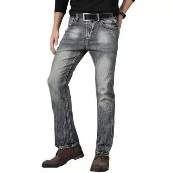Мужские джинсовые брюки Micro Flare Ретро Ностальгические джинсовые брюки FIared Мужские дизайнерские классические джинсы Джинсы Мужские 28 светло-синий