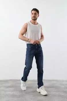 Мужские джинсовые брюки обычного кроя из лайкры синие