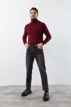 Мужские джинсовые брюки прямого кроя из лайкры, черные