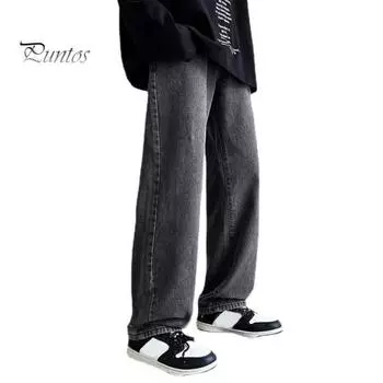 Мужские джинсовые брюки с эластичной талией, регулируемые на шнурке, прямые, широкие джинсы, осенне-зимние, термоизоляционные, с бархатной подкладкой 2XL темно-синий