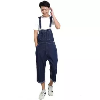 Мужские джинсовые комбинезоны, большие размеры, прямые брюки с ремешками, голубые джинсы, мужские джинсовые шорты, больше размеров 48 50 28 темно-синий