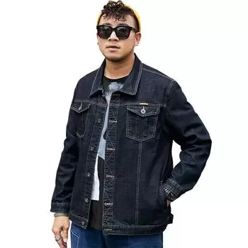 Мужские джинсовые куртки Мужские свободные простые однотонные джинсовые куртки M чёрный