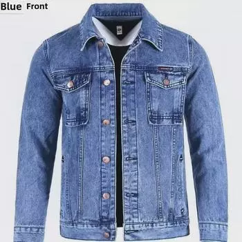 Мужские джинсовые куртки в стиле ретро — американская уличная мода, трендовая рабочая одежда на весну и осень XL синий