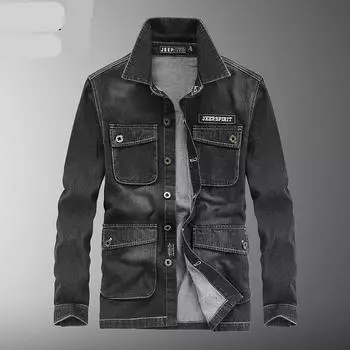 Мужские джинсовые рубашки Мужские рубашки с длинными рукавами с лацканами M
