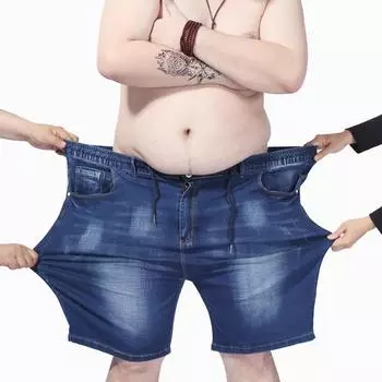 Мужские джинсовые шорты больших размеров, эластичные шорты XXXXL синий
