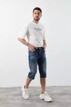 Мужские джинсовые шорты из лайкры синие