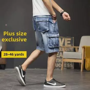 Мужские джинсовые шорты свободного кроя с несколькими карманами — большой размер, размер плюс, легкий летний стиль 41