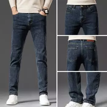 Мужские джинсы 2024 года, летние новые повседневные брюки высокого класса, универсальные эластичные прямые брюки 28