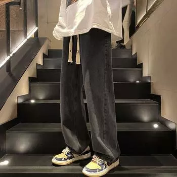 Мужские джинсы American Retro Wide-Leg — модные, свободные, прямого кроя для весны и осени S