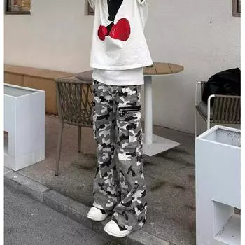 Мужские джинсы, американские ретро-стираные потертые рабочие джинсы с несколькими карманами, мужские и женские свободные прямые повседневные брюки, модные S