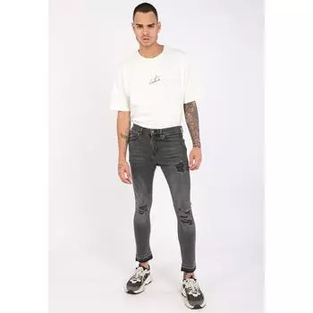 Мужские джинсы антрацитового цвета с вырезом