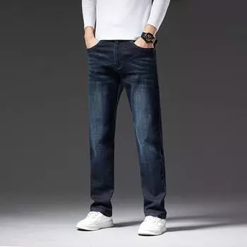 Мужские джинсы Бизнес Обычные прямые джинсы полной длины Повседневные джинсовые брюки Эластичные брюки из эластичной ткани LY1905 40 синий
