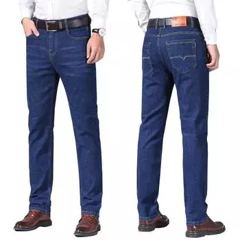 Мужские джинсы большого размера, деловые повседневные эластичные прямые брюки, джинсы высокого качества, мужские брюки 29 чёрный