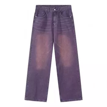 Мужские джинсы Four Seasons, новая корейская версия, персонализированные прямые фиолетовые широкие джинсы для мужчин S розовый