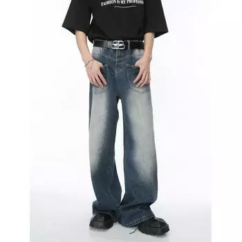 Мужские джинсы Four Seasons, новый продукт, белые широкие потертые джинсы в стиле ретро, американские чернила для мужчин S