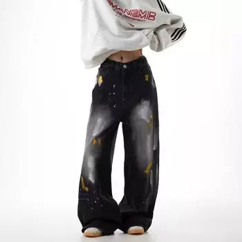 Мужские джинсы Ins Jeans Мужские рваные укороченные брюки Harajuku Straight Leg Весенние модные свободные прямые брюки S синий