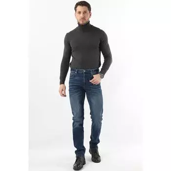 Мужские джинсы классического кроя темно-синие