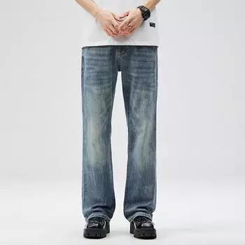 Мужские джинсы клеш в стиле ретро с высокой посадкой, американские свободные повседневные брюки 28