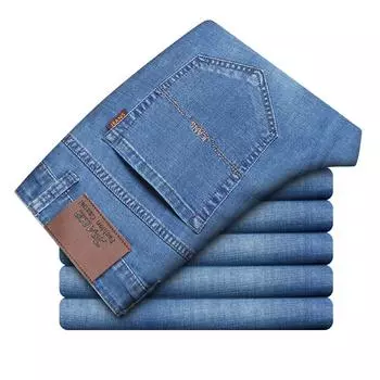 Мужские джинсы, мужские летние тонкие свободные прямые брюки, ультратонкие летние эластичные брюки из ледяного шелка, повседневные брюки 28