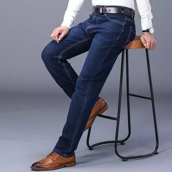 Мужские джинсы, мужские прямые свободные повседневные брюки для папы среднего возраста, мужские брюки, осенние и зимние модели 28