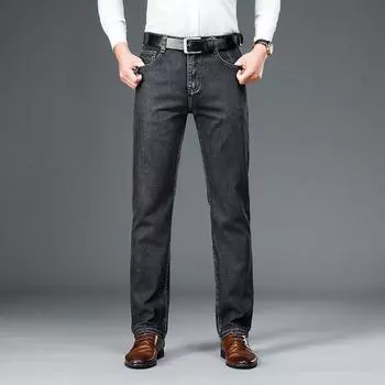 Мужские джинсы на резинке, мужские легкие деловые брюки с завышенной талией, глубокие повседневные мужские брюки, универсальные большие брюки, мужские 28 синий