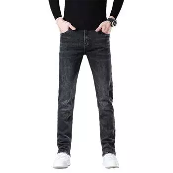 Мужские джинсы осень и зима новый тренд ретро мужские брюки эластичные прямые брюки с добавлением флиса и увеличенный повседневный размер 28
