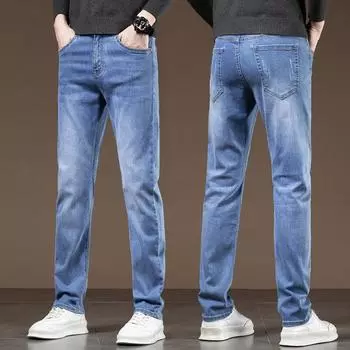 Мужские джинсы осень и зима новый тренд ретро мужские брюки эластичные прямые брюки с добавлением флиса и увеличенный повседневный размер 28