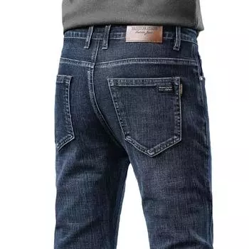 Мужские джинсы осень и зима новый тренд ретро мужские брюки эластичные прямые брюки с добавлением флиса и увеличенный повседневный размер 30