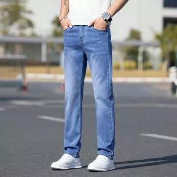 Мужские джинсы осень и зима новый тренд ретро мужские брюки эластичные прямые брюки с добавлением флиса и увеличенный повседневный размер 28