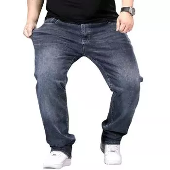 Мужские джинсы оверсайз, черные, серые, легкие деловые прямые брюки 35 темно-синий