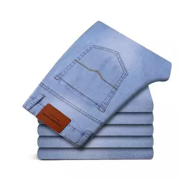 Мужские джинсы прямого кроя Four Seasons светло-голубого цвета стретч - повседневный свободный крой, большой размер 42 (34 inches) 230 jin