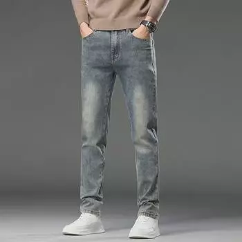 Мужские джинсы прямого кроя на осень/зиму — молодежные, простые и универсальные 38 (waist: 3 , weight: 200 jin)