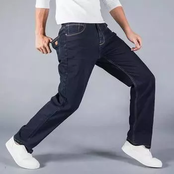 Мужские джинсы, прямые свободные деловые брюки, мужские эластичные брюки больших размеров 30