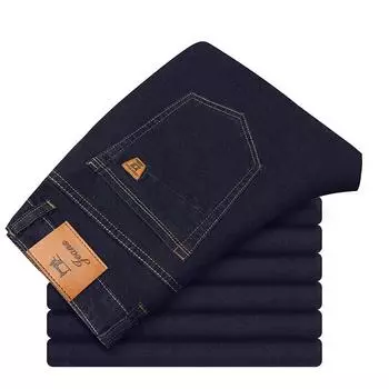 Мужские джинсы, прямые свободные деловые брюки, мужские эластичные брюки больших размеров 30